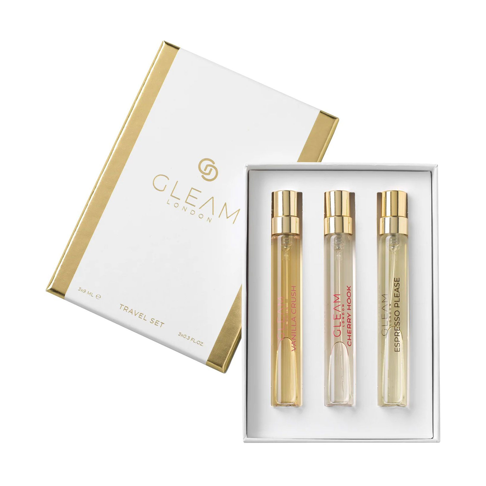 Парфумований набір унісекс Gleam Perfume Gourmand (Cherry Hook, 9 мл + Espresso Please, 9 мл + Vanilla Crush, 9 мл)